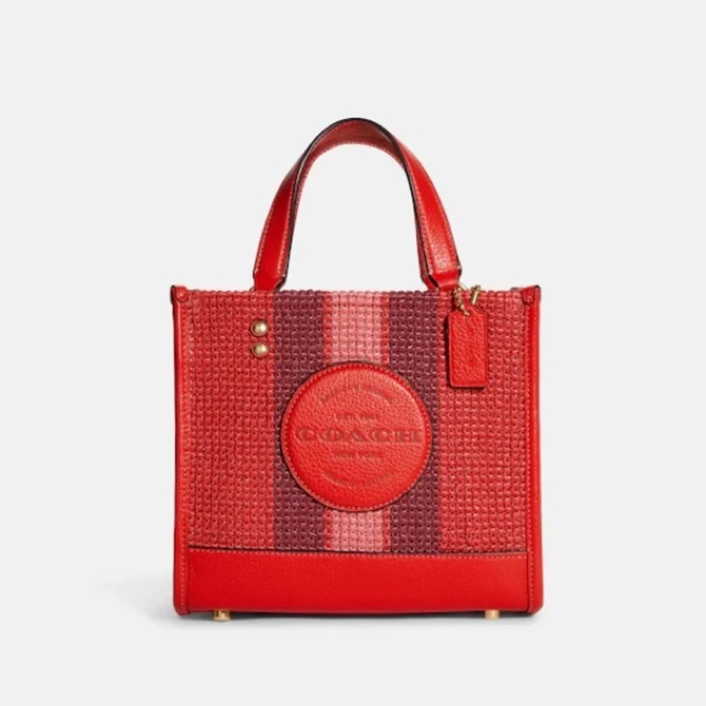Coach Woven Summer Dempsey Tote 22 Miami Red | Resortcore Palm Beach City Chic